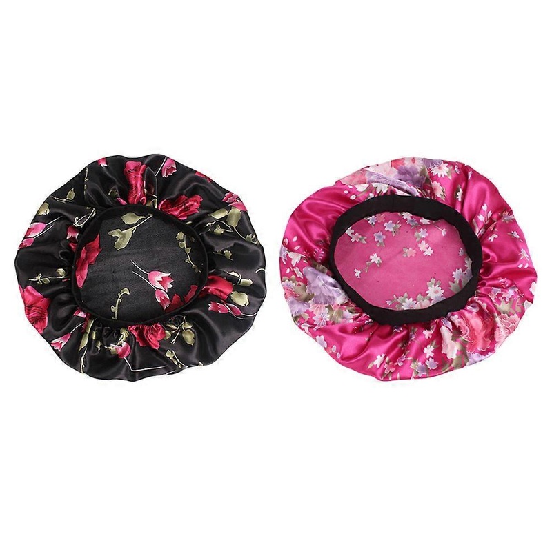 Wide Side Floral Sleeping Hats 2Pcs With Elastic Band For Women And Girls Designed For Hair Loss And Sleeping Comfort