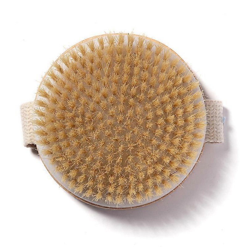 1 round head massage body brush, dry skin shower brush, back scrub, bristle exfoliating tissue brush, and wood brush