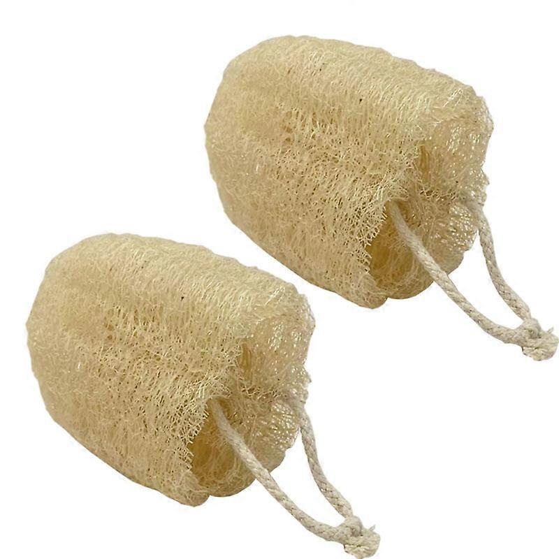 2 Pack Natural Loofah Exfoliating Shower Sponge, Biodegradable Plant Fiber Material, Body Skin Back Care