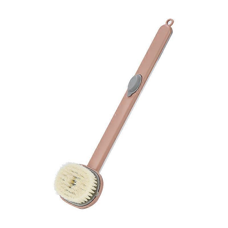 (Pink) Long Handle Liquid Bath Brush, One-Touch Bubble Shower Back Brush, Exfoliating Shower Back Brush, Improve Blood Circulation