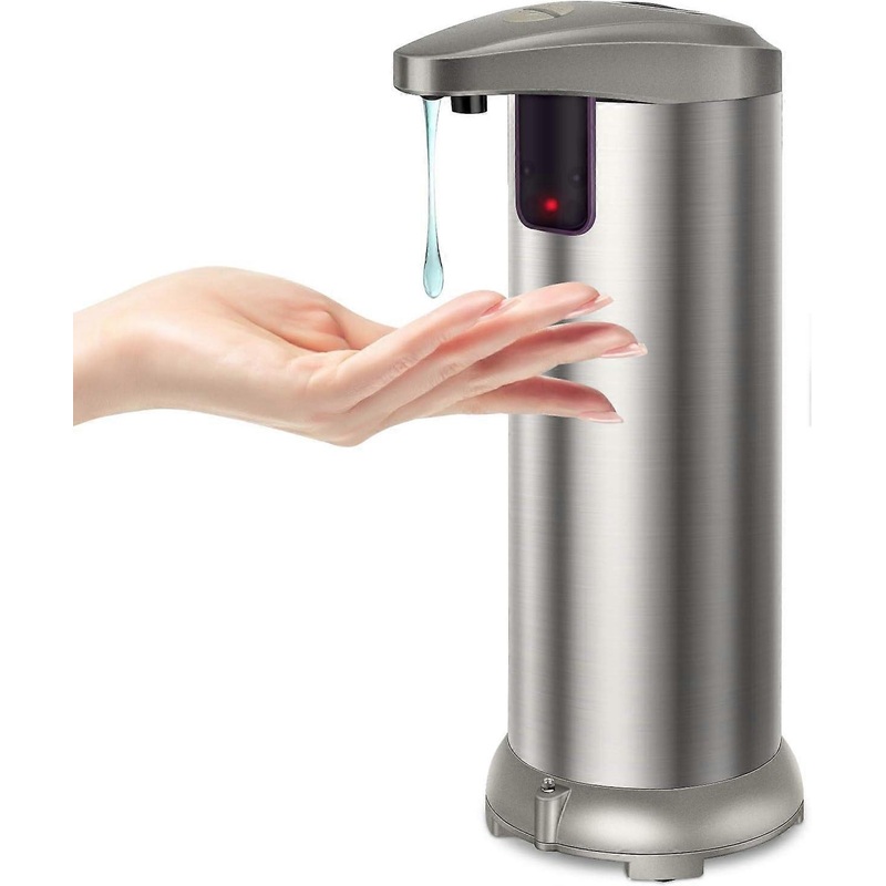 (Stainless Steel) Automatic Soap Dispenser with Infrared Motion Sensor, Waterproof Base and Adjustable Switch Suitable for Bathroom, Kitchen, Hotel, R