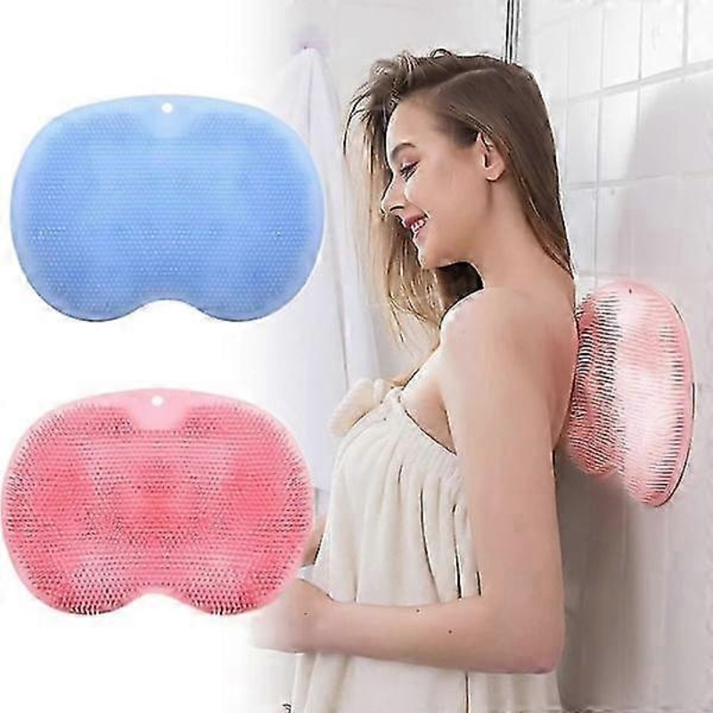 Wall Mounted Shower Scrubber 2 Pack Silicone Back and Foot Bath Brush with Suction Cups