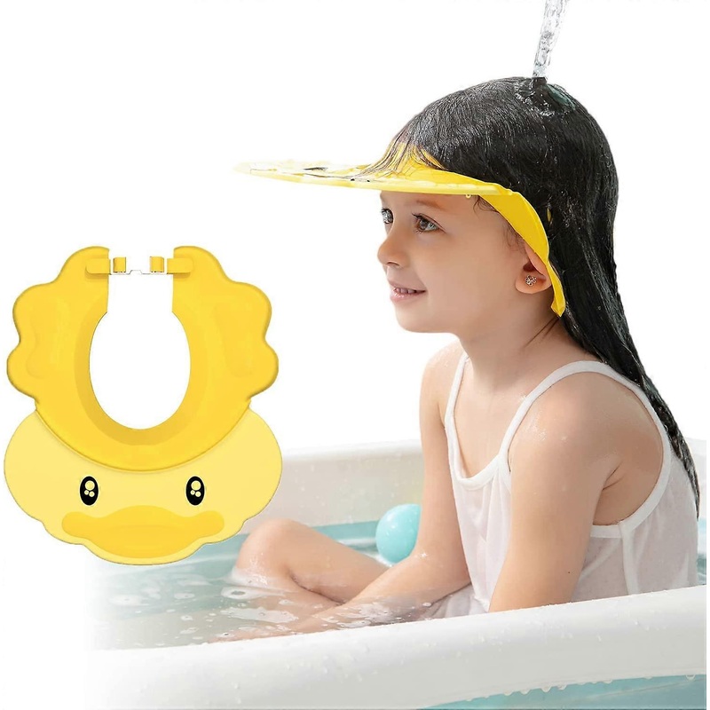 Yellow Baby Shower Cap, Adjustable Visor Bathing Caps, Shampoo Hat Protect, Baby Bath Visor, Protect Children’s Eyes and Ears, Cute Shower Cap