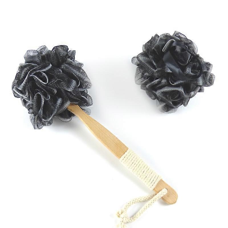 1pcs bath brush plus 1 bath flower, bath sponge body brush, long handle back brush for shower, stimulate blood circulation