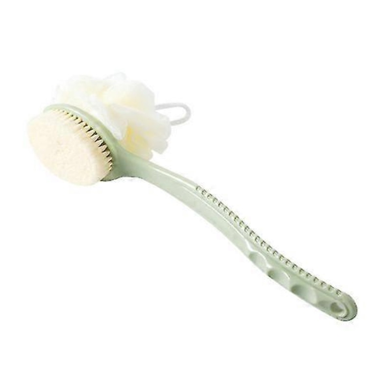 2 in 1 Bath & Body Brush with Soft Loofah and Bristle Back Scrubber [Green]