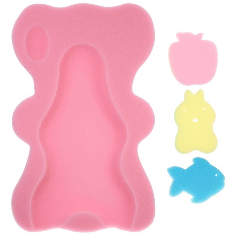 1 Set Lovely Cartoon Baby Shower Sponge Cushion Delicate Baby Care Accessory