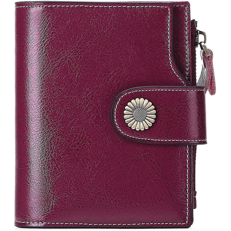 Small Wallet For Women Genuine Leather Bifold Compact Rfid Bling Small Womens Wallet(deep Purple)