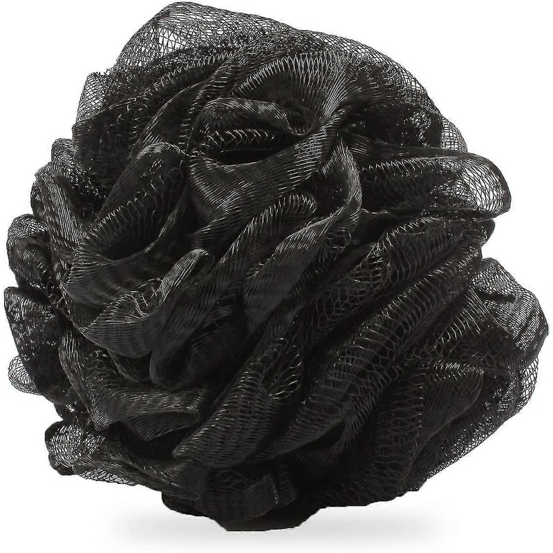 1 Pack Large Shower Loofah Sponge, Mesh Bulk Pouf Sponge Bath Puff, Black Bath Ball, Men Women Bathroom Exfoliating Accessories (1 Pack, Black) PXCL