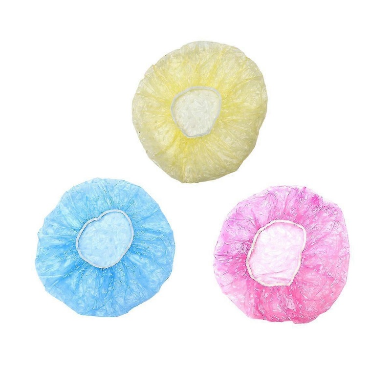 100pcs Disposable Wave Point Shower Caps Elastic Bath Caps Hair Loop For Hair Drying Spa Travel Use Hair Salon Home Using mixed Color