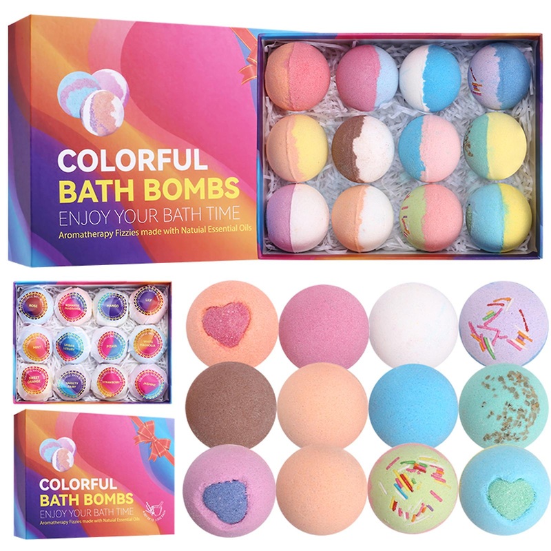 12pcs 70g Bath Bomb Gift Set Bath Salt Balls Essential Oil Bath Bombs