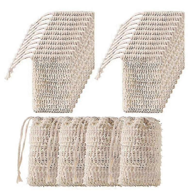 2025 50pcs Shower Bath Sisal Soap Bag Exfoliating Soap Saver Pouch Holder High Quality