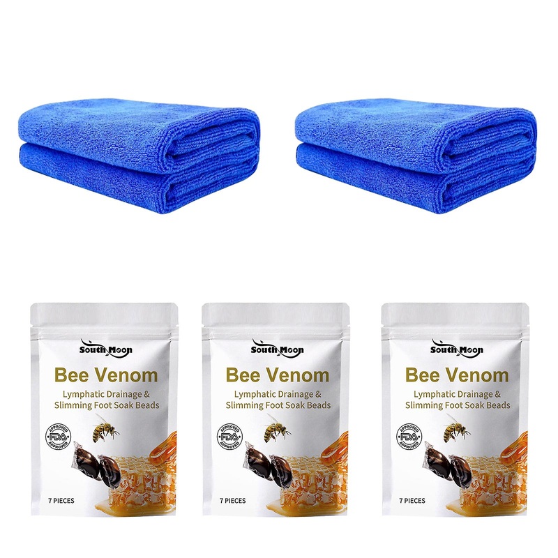 7pcs BeeVenom Foot Soak Gel Beads Set with Towel Easy Using Mild Ingredients Foot Soak Beads for Foot Skin Care