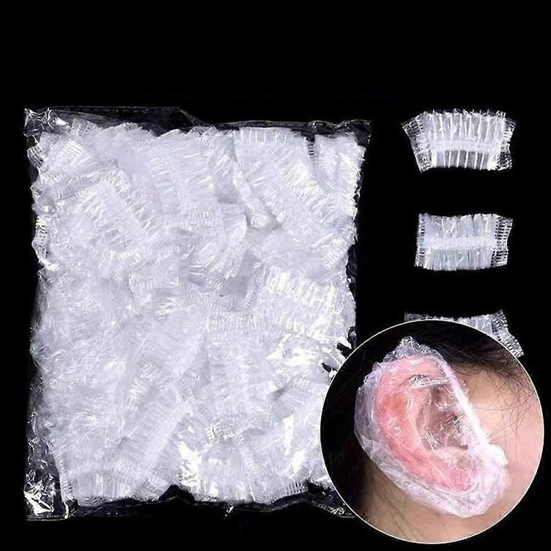 100 Pack Disposable Waterproof Earmuffs For Shower Plastic Ear Protector Caps