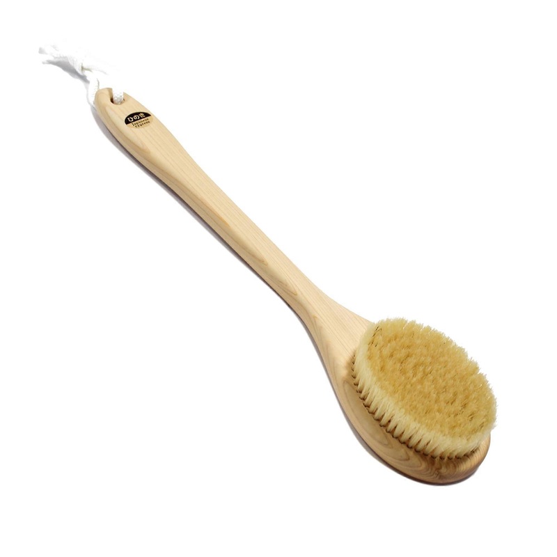 14-Inch Long Handle Boar Bristle Wooden Body Brush for Exfoliation and Massage, Natural Hair Care Tool