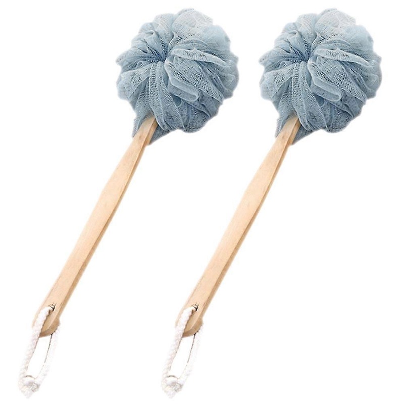 2 Long Handle Bath Balls, Bath Balls, Bath Brushes, Back Balls-Grey