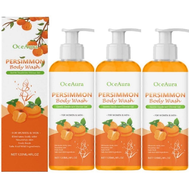 3X Persimmon Body Wash for Body Odor Control,Eiminates Body Odor, Nourishes Skin