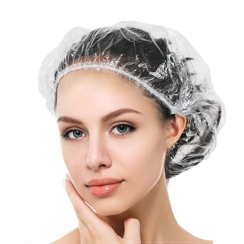 100pcs Disposable Shower Caps Individually Wrapped Larger Thicker Waterproof Shower Caps Plastic Hair Caps
