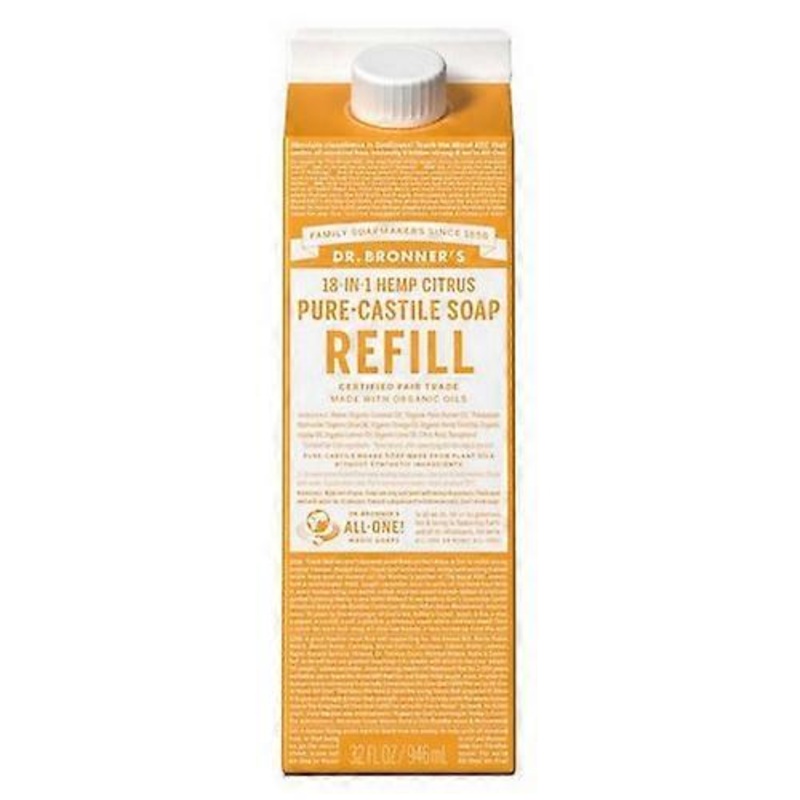 Dr.Bronner’s Pure Castile Liquid Soap Refill Citrus ,32 Oz