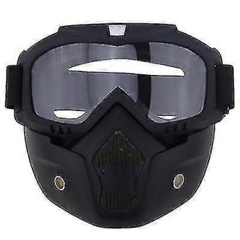 Motorcycle Riding Goggle Glass With Removable Face MaskClear