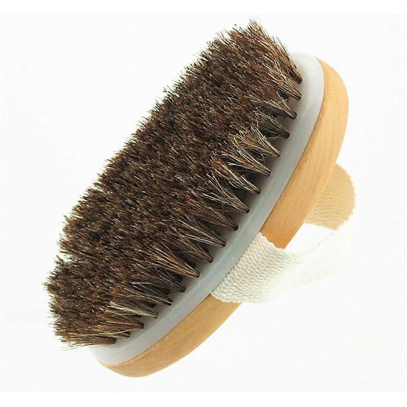 Wooden Soft Horsehair Mane Natural Bristles Bath & Shower Brush, 5×2.8 Inch Oval