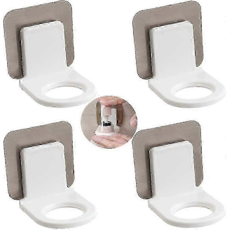 4-Pack Wall-Mounted Pump Bottle Holder for Organised UK Bathrooms