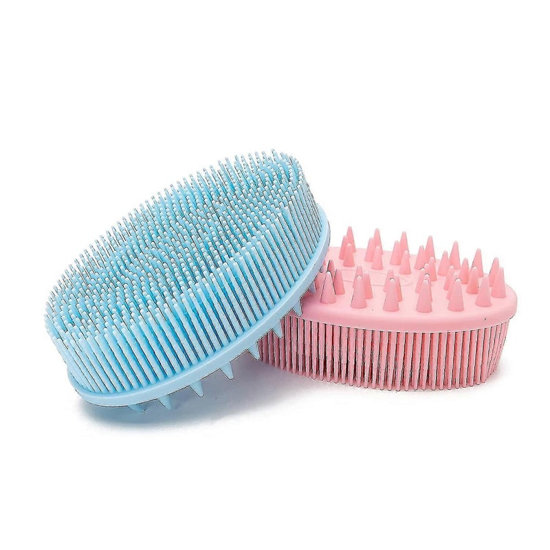2 In 1 Silicone Loofah Body Scrubber, Soft Rubber Loofahs,sponge Scrubber Brush, Silicon Back Scrubber Bath Shower Kit Compatible Withblue+pink2pcs