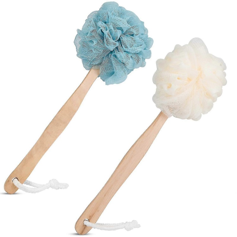 2 Pa Loofah Sponge Ba Scrubber Long Handled Sponge Mesh Pouf Shower Brushes For Womenmen Bathroom Spa Massage Shower Accessories For Men Women(