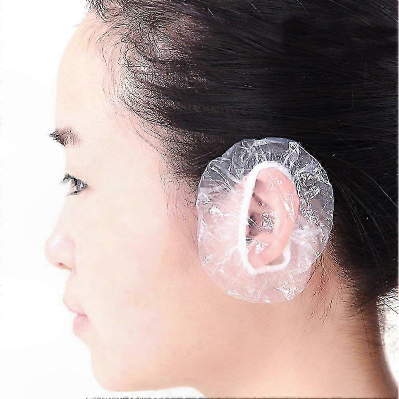 100 Pack Clear Disposable Ear Covers for Shower and Water Protection
