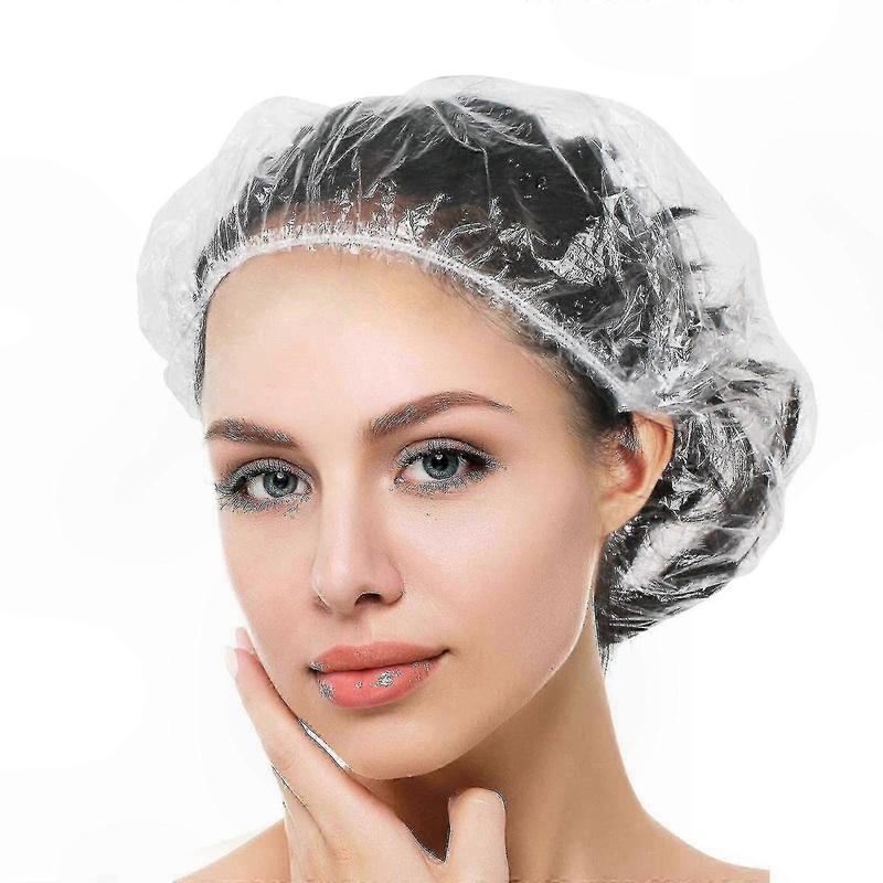 100 Pack Waterproof Hair Caps, Disposable Shower Caps for Women, Spa and Home Use, Hotel Quality Thicker Design