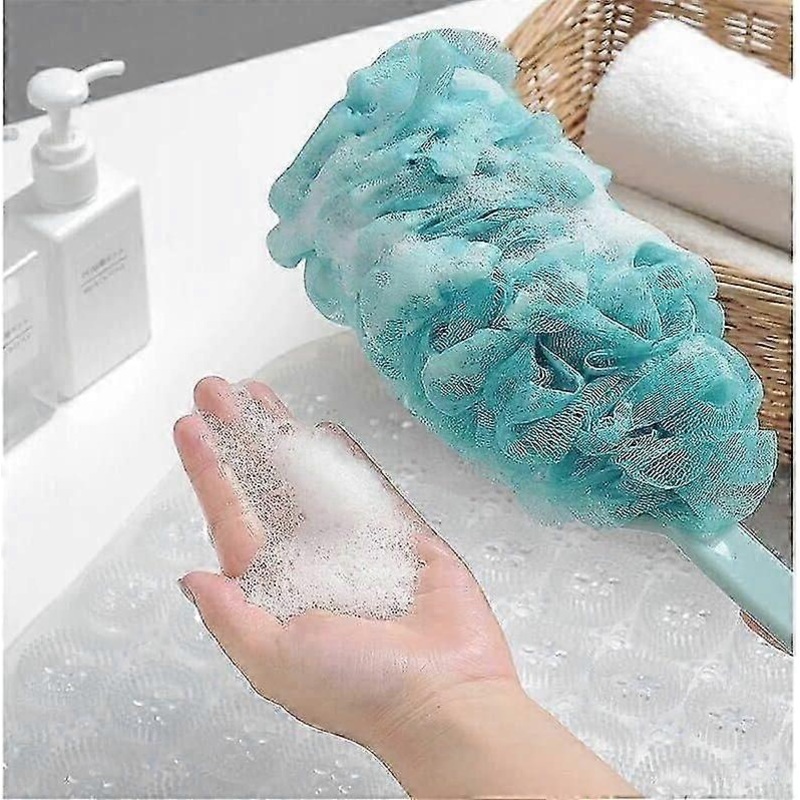 2 Pack Long Handle Shower Brush, Long Handle Shower Sponge, Exfoliating Shower Back Brush for Men and Women