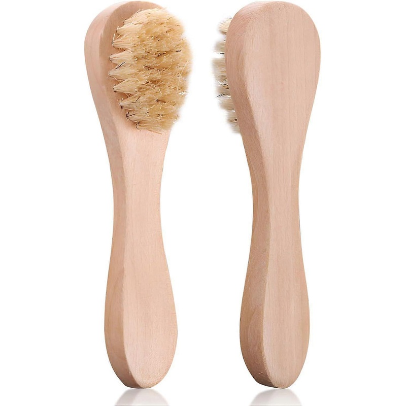 2 Pack Mini Dry Brush, Natural Bristle Small Body Brush, Exfoliating Facial