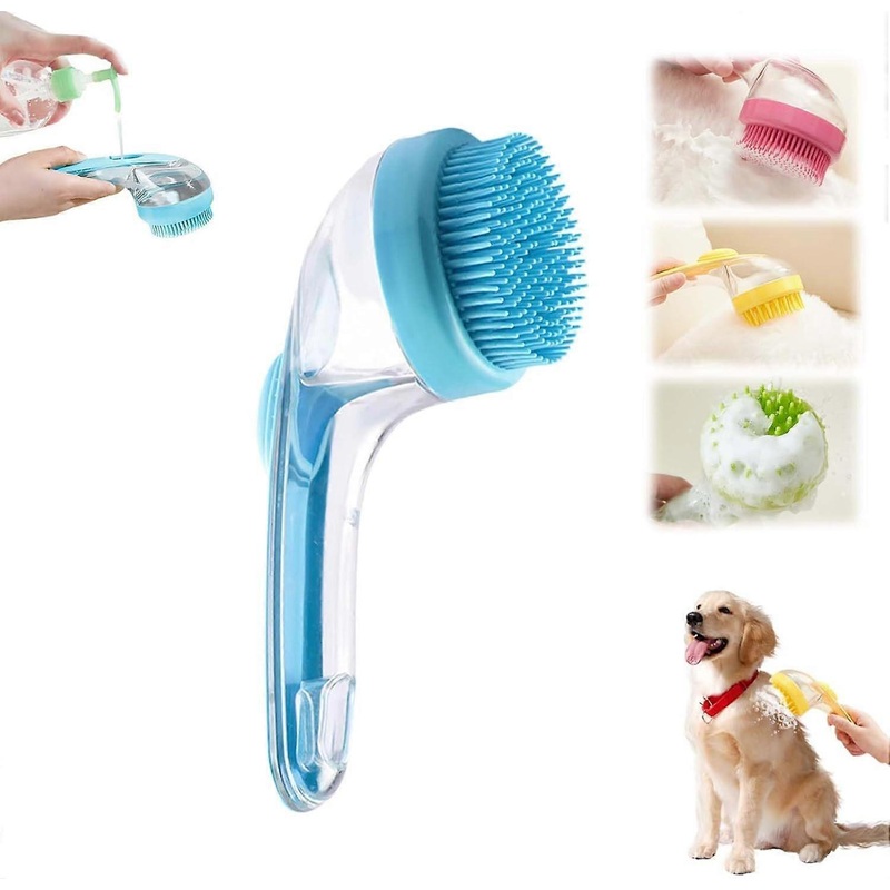 Washing Magic, Dog Bath Brush, Bath Dog Beauty Massage Brush, Dog Washing Brush, Refillable Dog Shampoo, Hair Removal and Grooming BBlue
