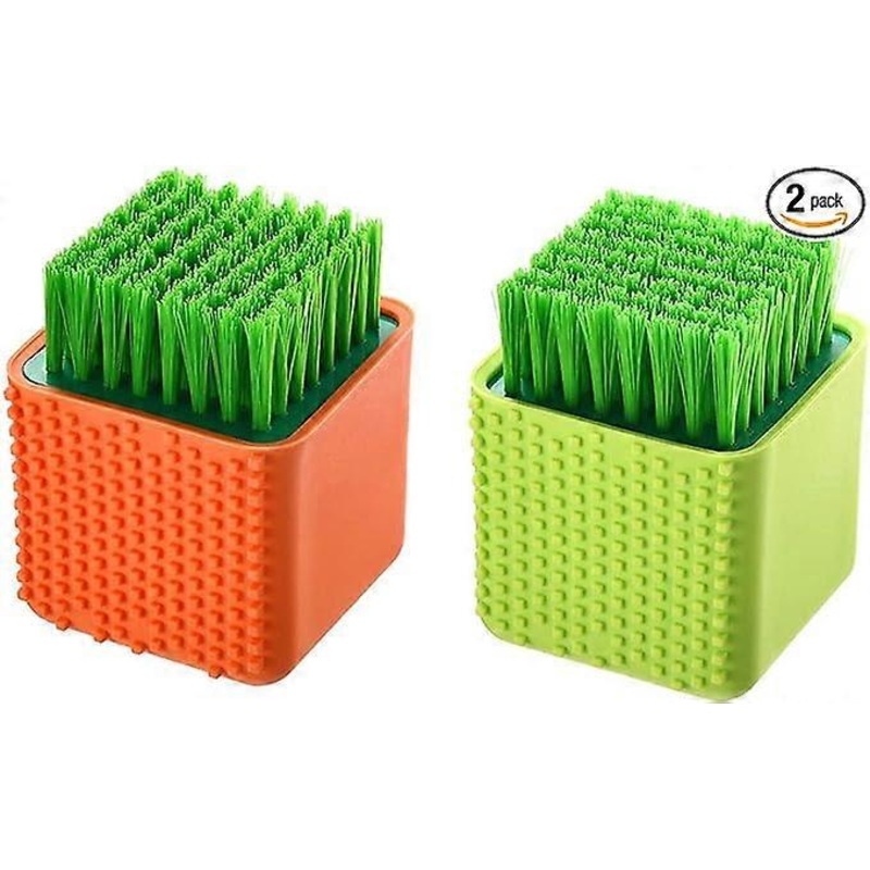 2 Pack Silicone Laundry Brush Scrub Multi-use Household Cloth Washing Brush Dual-use Scrubbing Brush for Clothes Underwear Shoes, Plastic Soft Cleanin
