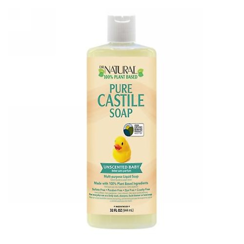 Dr. Natural Pure Castile Liquid Baby Soap Unscented, 32 Oz (Pack of 1)