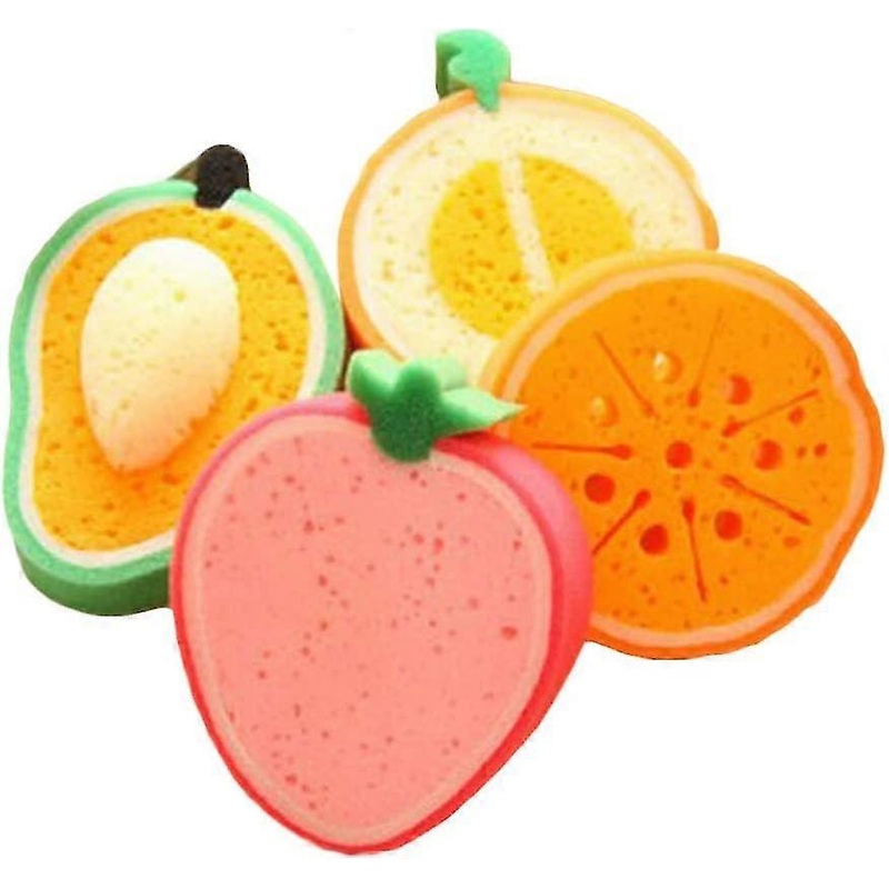 Shower Sponge 4pcs Iave Cute Fruit Shaped Bath Sponge Bath Brushes Sponges