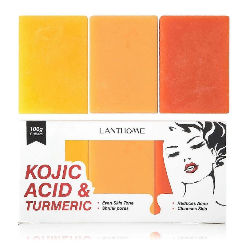 Turmeric Kojic Acid Soap, Kojie Acid Lightening Soaps for Dark Spots, Acne and Blackheads, Kojic Acid Soap for Face and Body, Deep Cleansing for Blemi
