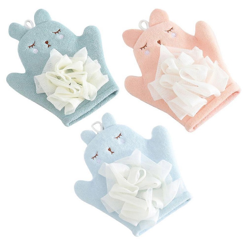 3pcs Bath Sponge Glove Shower Bathing Mitt Wash Gloves Body Scrub
