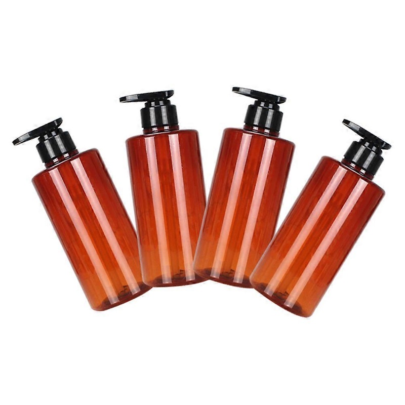 Pump Bottle For Liquid Cylindrical Shampoo Empty Bottle Office Gift 500ml Pump Design 4Pcs