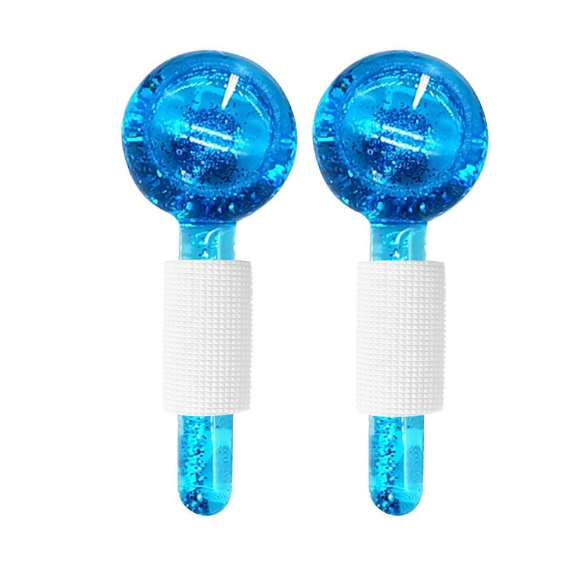2PCS Globes Facial Roller Cold Hot Skin Massager Crystal Glass Ball for Redness Soothing Face Wrinkle Remover Beauty Care Tool