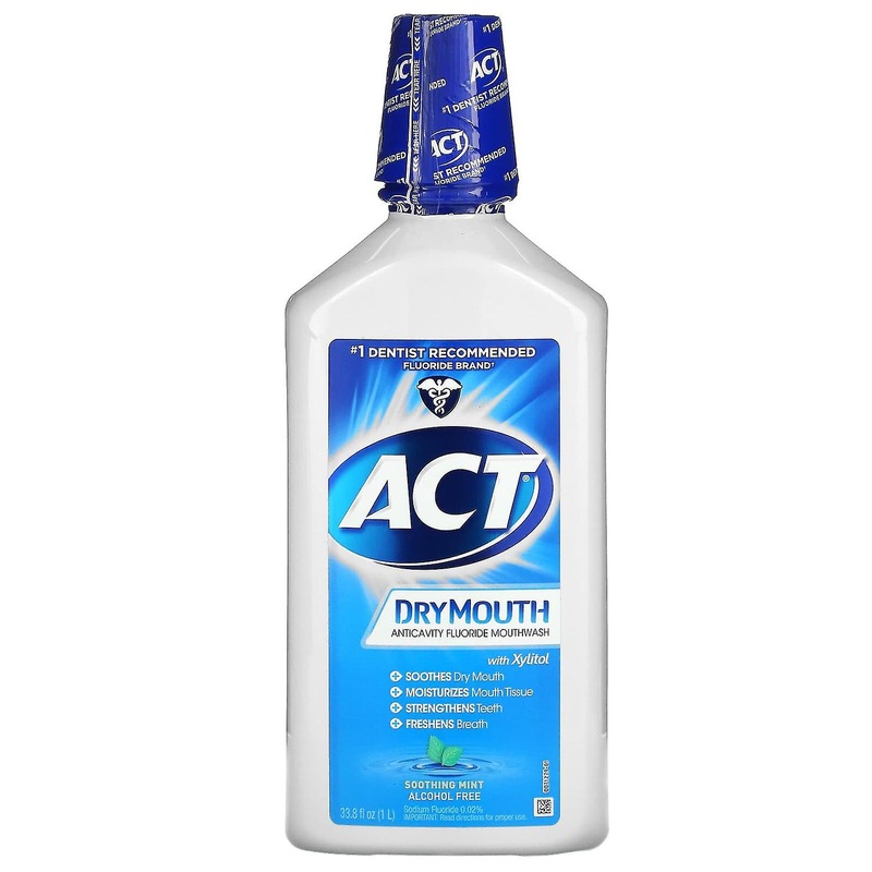 Act, Dry Mouth Anticavity Fluoride Mouthwash with Xylitol, Alcohol Free, Soothing Mint, 33.8 fl oz (