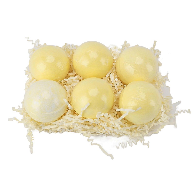 Lot de 6 boules de sel de bain hydratantes et colores, idales pour les enfants, au citron doux, pour les soins de la peau des filles et des garons