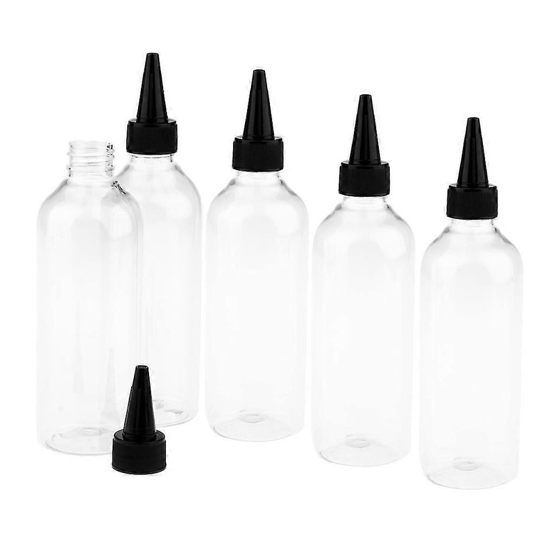 5Pieces 250ml Empty Refillable Cosmetics Sub Bottles Travel Black Tip Cover