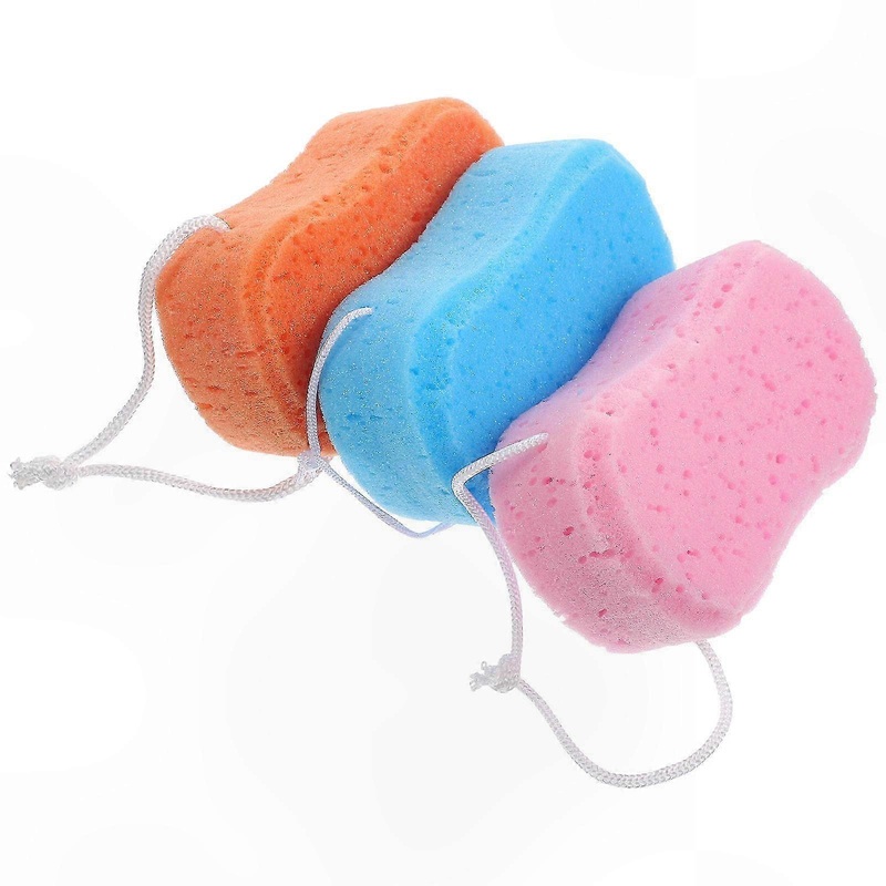 Set of 3 Bath Sponges for Deep Cleaning and Massage Shower Balls for Body Exfoliation and Skin Care Routine