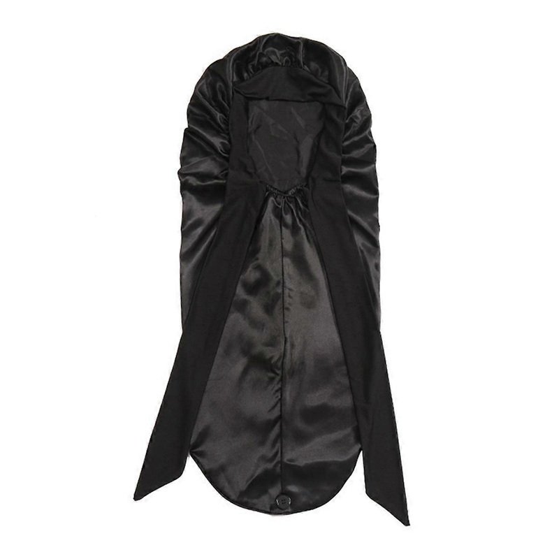 Women Sleeping Hat Long Tail Braid Hair Night Sleep Cap black