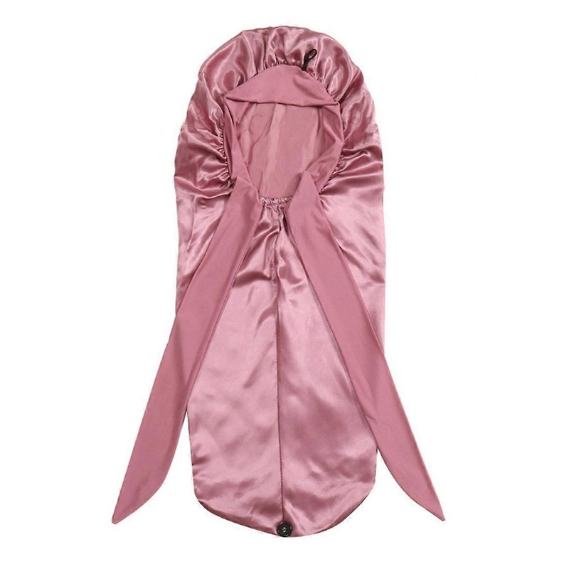 Women Sleeping Hat Long Tail Braid Hair Night Sleep Cap rose gold