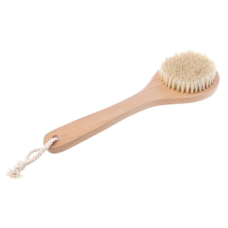 Wooden Handle Natural Bristle Dry Skin Exfoliation Body Brush Massager Detox