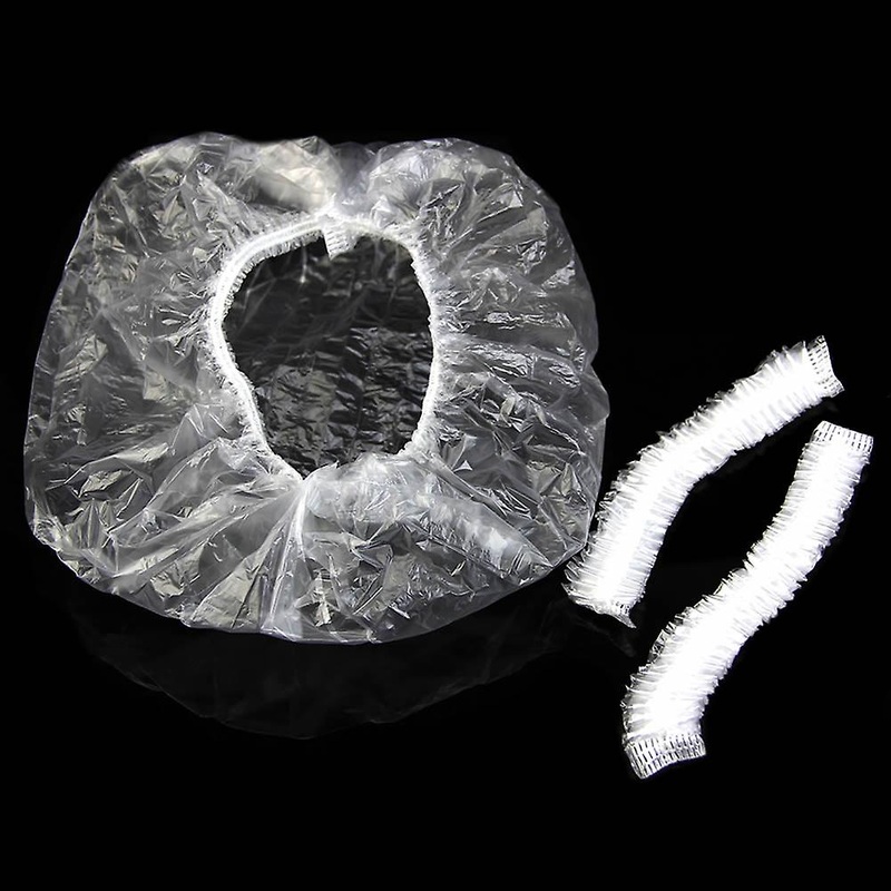 100pcs Disposable One-off Hotel Home Shower Bathing Clear Hair Elastic Cap Hats