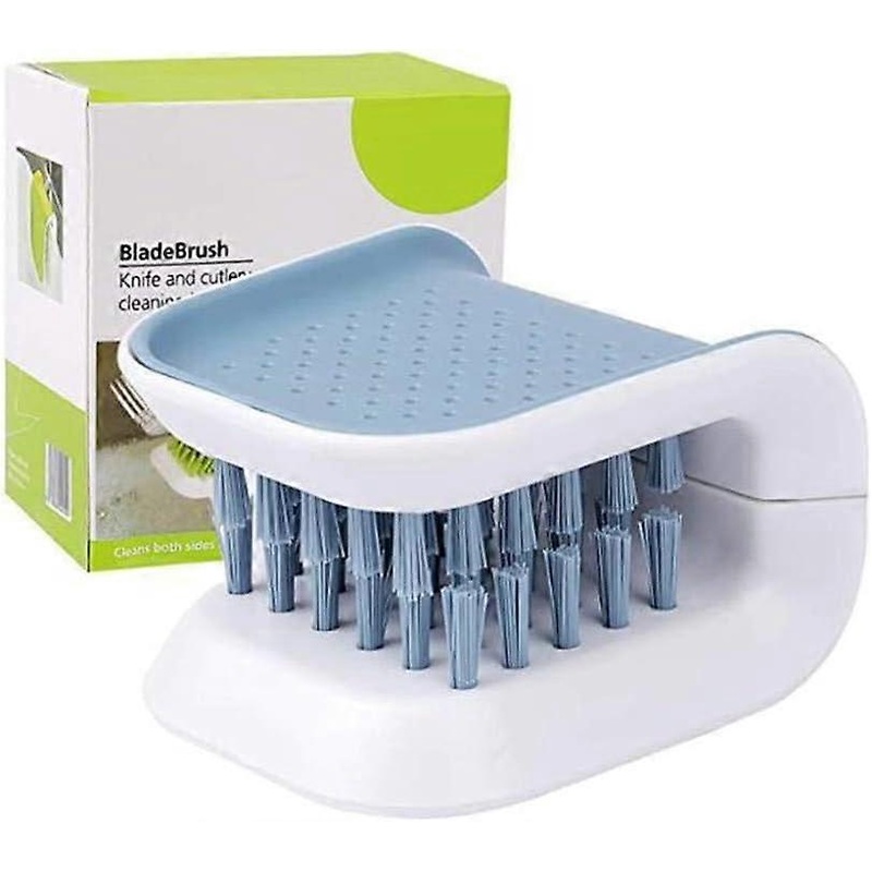 Tough Dirt Remover, Dual Bristles Scrubber For Non-Slip Cutlery Cleaning, Safe Blade Handling, Compact And Durable Design, Suitable For Various