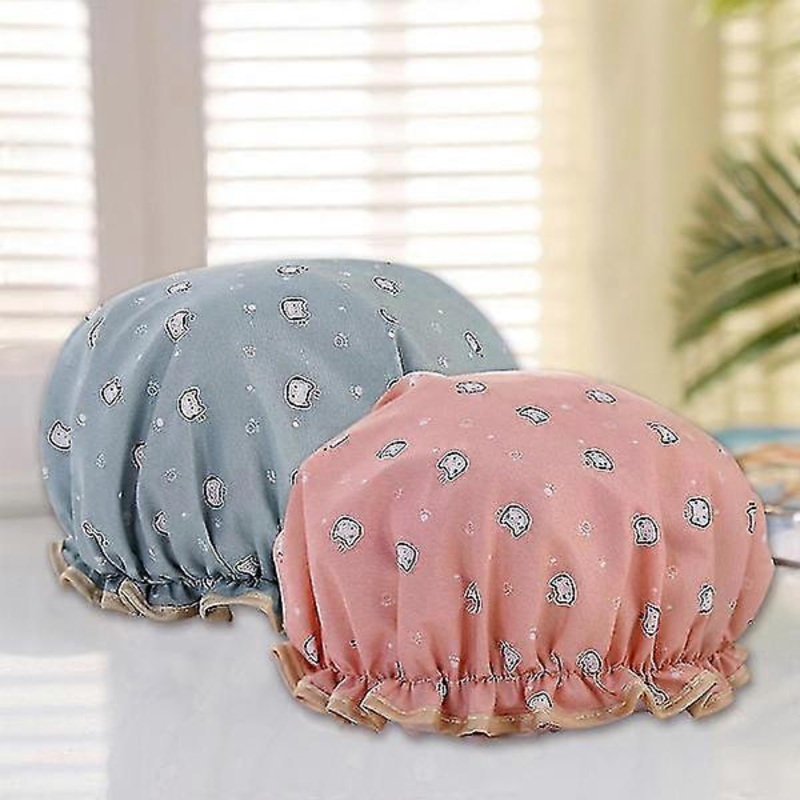 Women Reusable Double Layer Waterproof Cap Bathing Cap