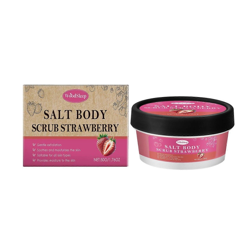 WoodSleep Strawberry Body Scrub Deep Cleansing Sea Salt Exfoliating Softening Firming Boost and Moisturizing